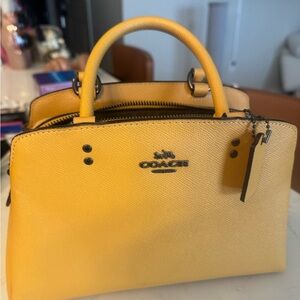 Coach Yellow Saffiano-Style Leather Satchel
